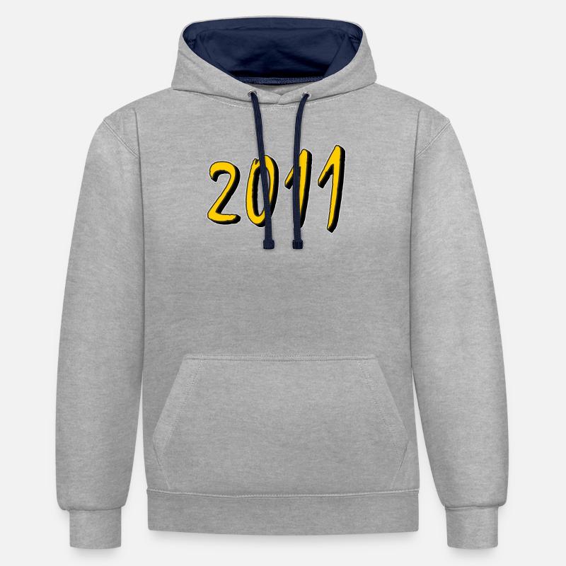 ANNÉE D’ANNIVERSAIRE 2011 - Sweat à capuche contrasté - gris chiné/bleu marine