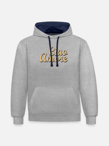 Ciao Amore - Contrast hoodie - heather grey/navy