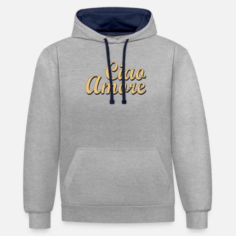 Ciao Amore - Kontrast-Hoodie - Grau meliert/Navy