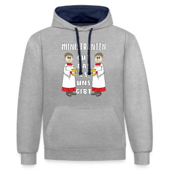 MINISTRANTEN GUT DAS ES UNS GIBT - Kontrast-Hoodie - Grau meliert/Navy - Vorne - Liana (172cm) & Jaron (178cm)