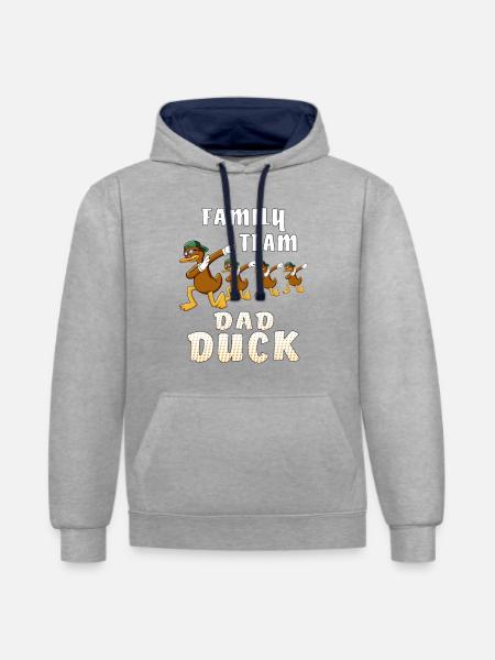 FAMILY TEAM DAD DUCK - Contrast hoodie - heather grey/navy