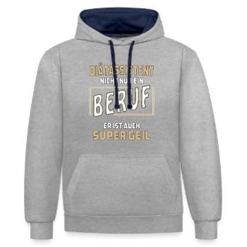 DiÄTASSISTENT NICHT NUR EIN BERUF - Kontrast-Hoodie - Grau meliert/Navy - Vorne - Liana (172cm) & Jaron (178cm)