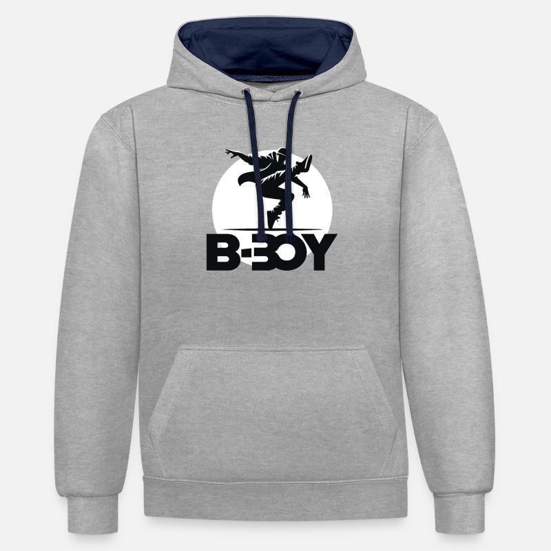 Breakdance Breakdancer Breakdance Enfants - Sweat à capuche contrasté - gris chiné/bleu marine