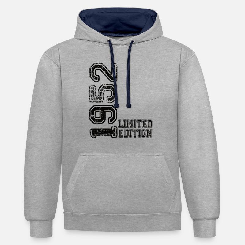 Édition limitée 1952 - Sweat à capuche contrasté - gris chiné/bleu marine
