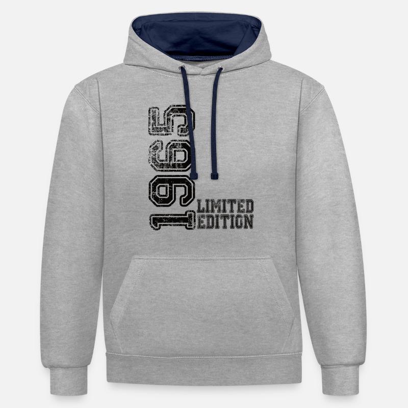 Édition limitée 1965 - Sweat à capuche contrasté - gris chiné/bleu marine