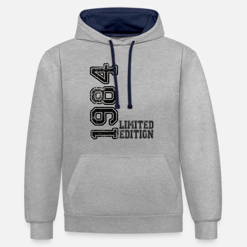 Édition limitée 1984 - Sweat à capuche contrasté - gris chiné/bleu marine