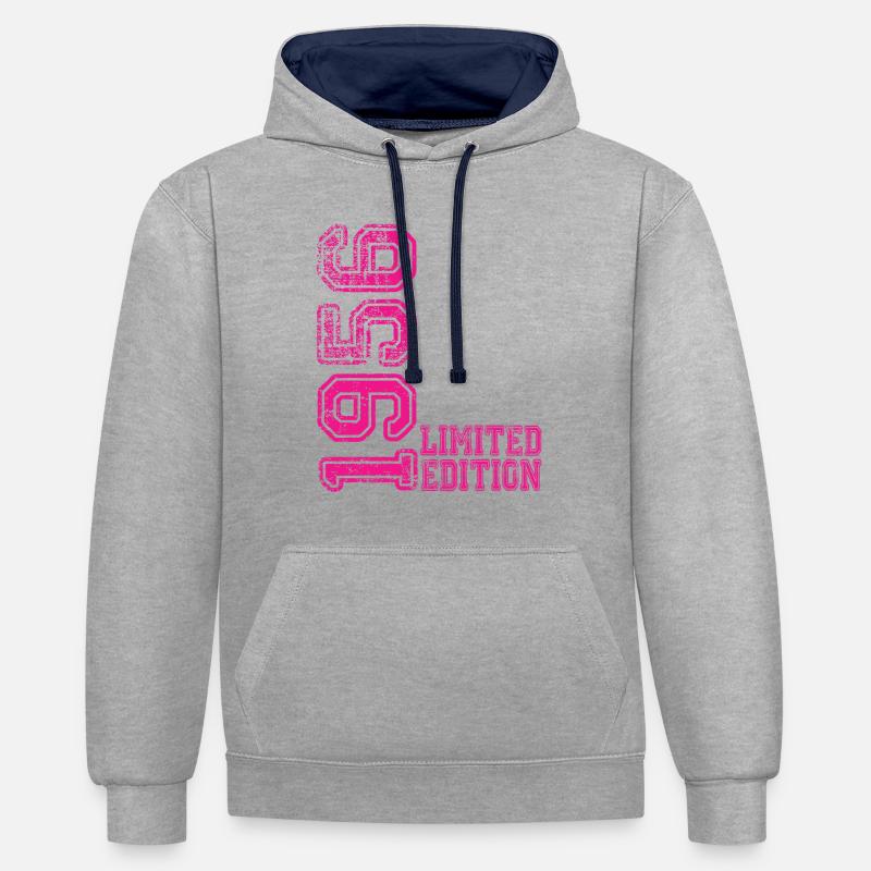 Édition limitée 1956 - Sweat à capuche contrasté - gris chiné/bleu marine