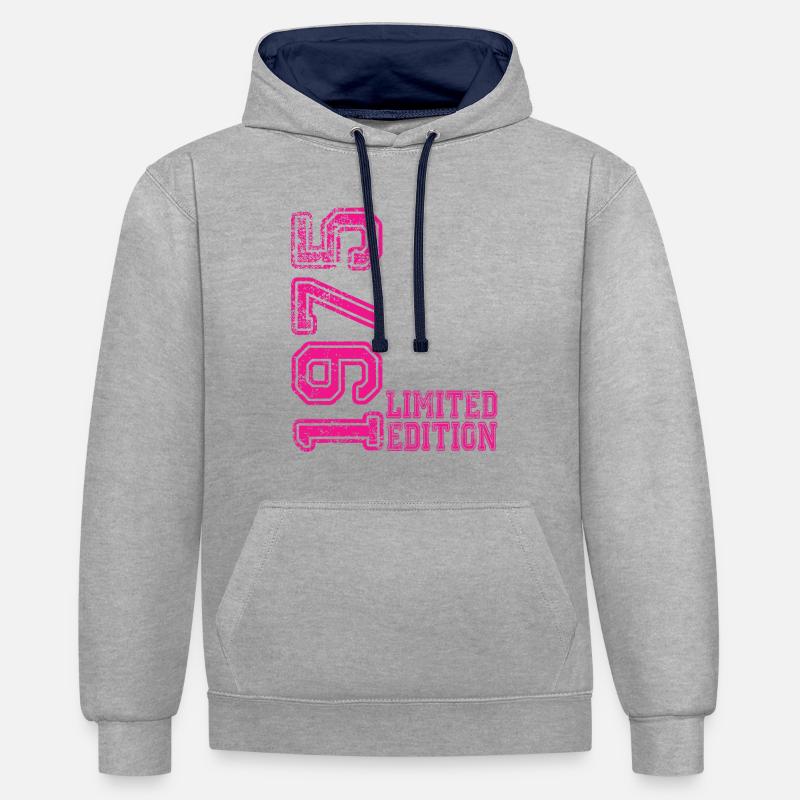 Édition limitée 1975 - Sweat à capuche contrasté - gris chiné/bleu marine