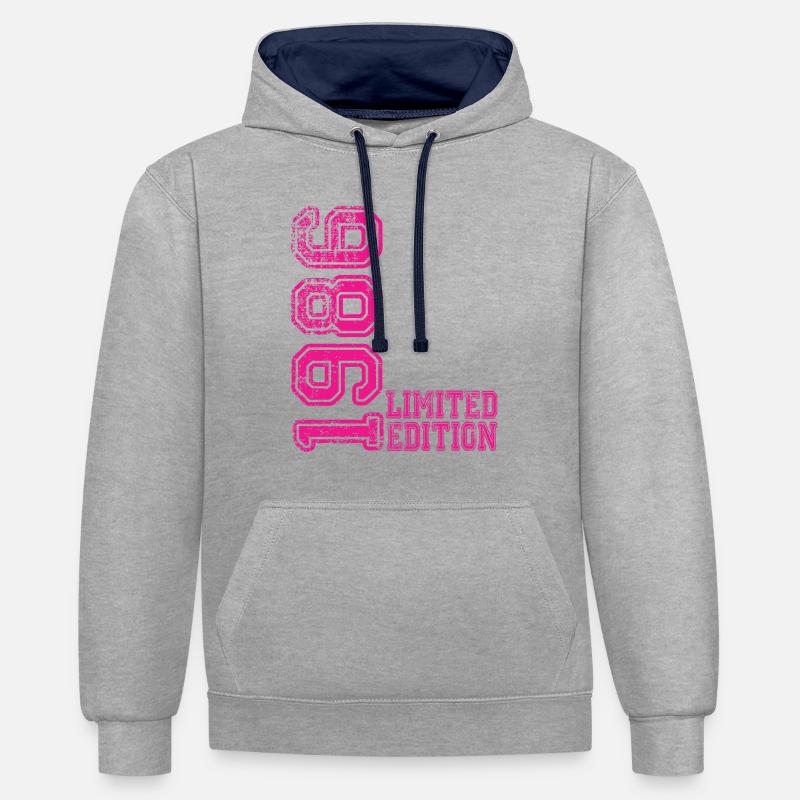Édition limitée 1986 - Sweat à capuche contrasté - gris chiné/bleu marine
