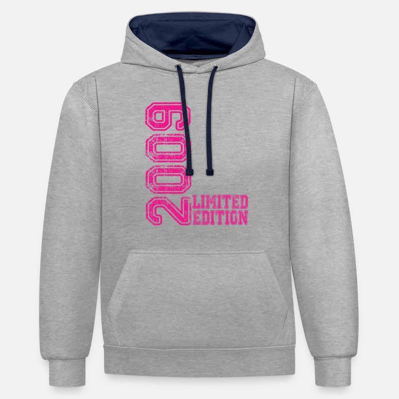 Édition limitée 2009 - Sweat à capuche contrasté - gris chiné/bleu marine