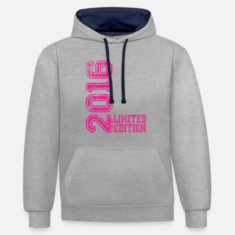 Édition limitée 2016 - Sweat à capuche contrasté - gris chiné/bleu marine