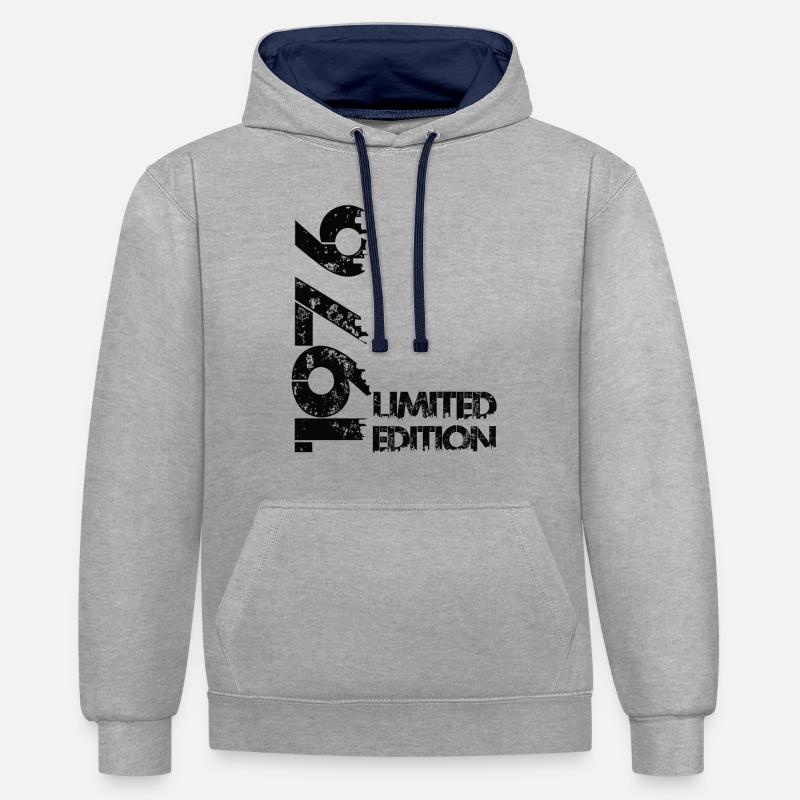 Édition limitée 1976 - Sweat à capuche contrasté - gris chiné/bleu marine