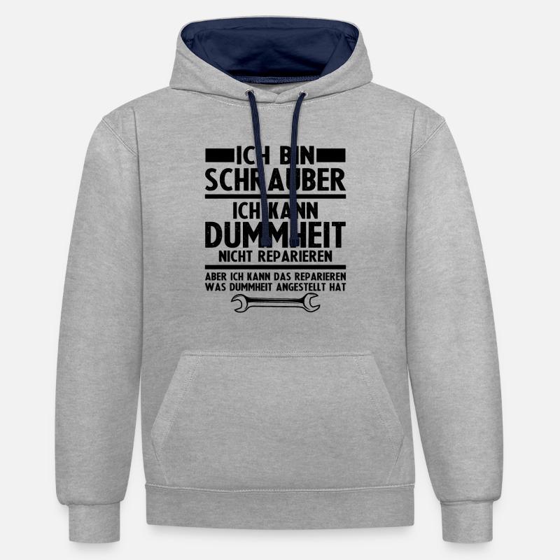 Ich bin schrauber - Kontrast-Hoodie - Grau meliert/Navy