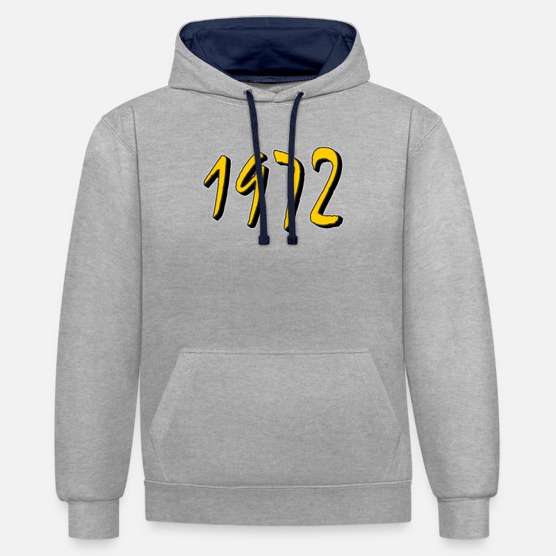 ANNÉE D’ANNIVERSAIRE 1972 - Sweat à capuche contrasté - gris chiné/bleu marine