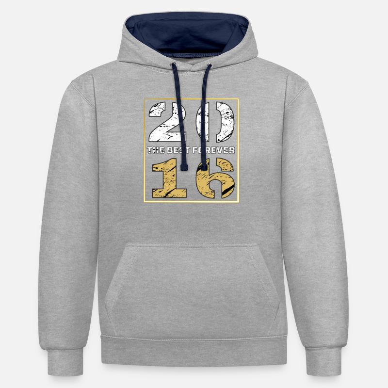 LE MEILLEUR POUR TOUJOURS 2016 - Sweat à capuche contrasté - gris chiné/bleu marine