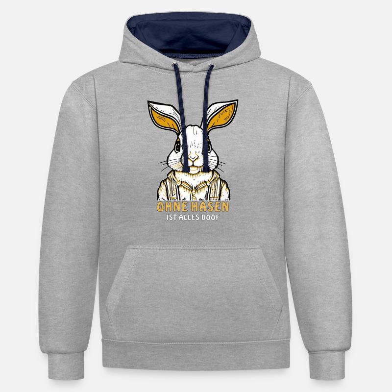 LAPIN SANS LAPINS TOUT STUPIDE - Sweat à capuche contrasté - gris chiné/bleu marine