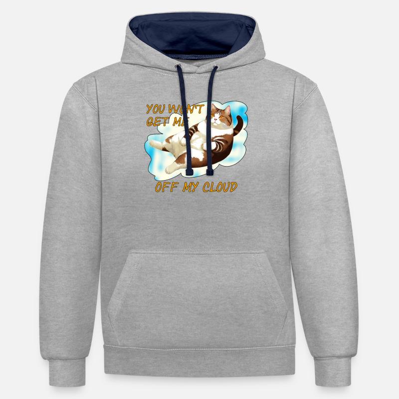 CHAT MON NUAGE - Sweat à capuche contrasté - gris chiné/bleu marine