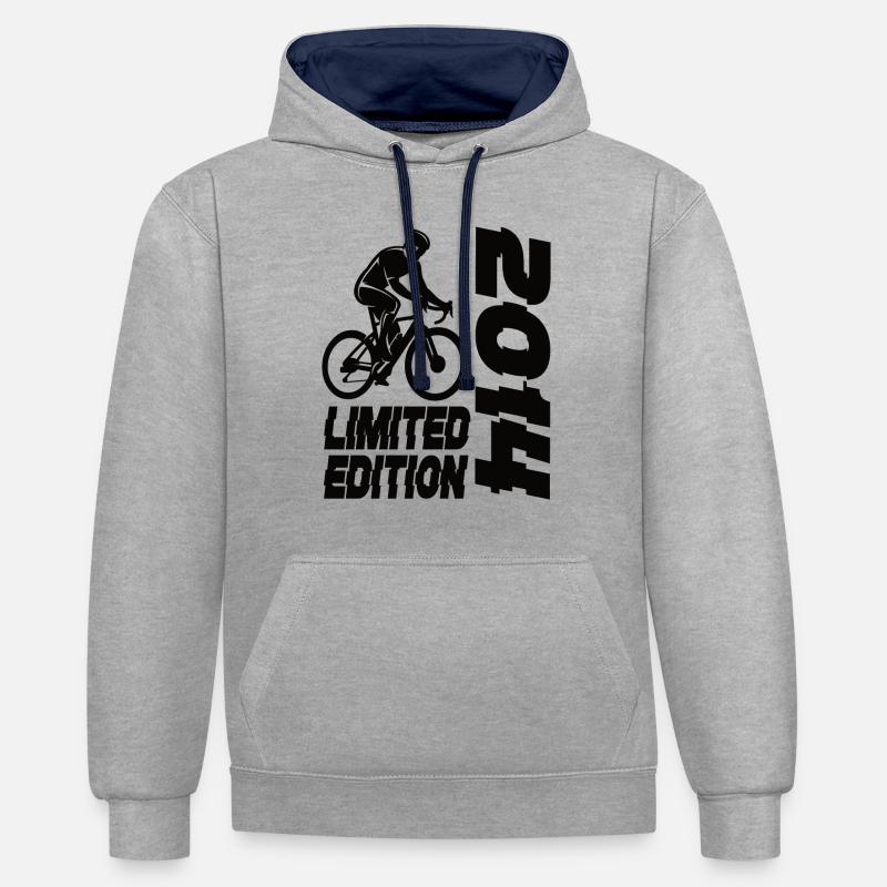 Vélo en édition limitée 2014 - Sweat à capuche contrasté - gris chiné/bleu marine