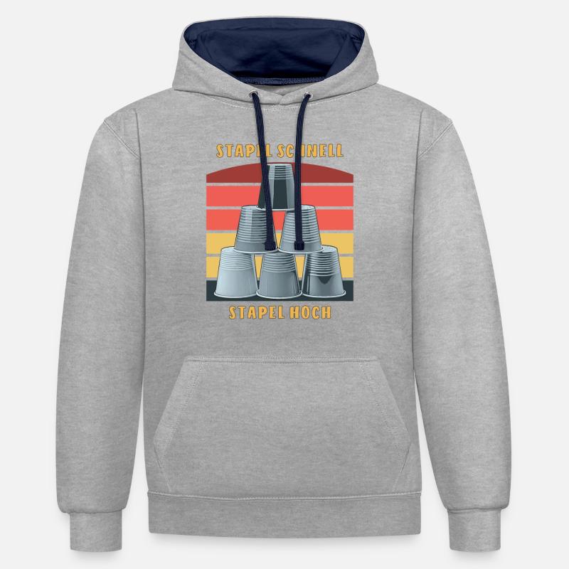 STACKING STACK FAST STACK UP - Contrast hoodie - heather grey/navy