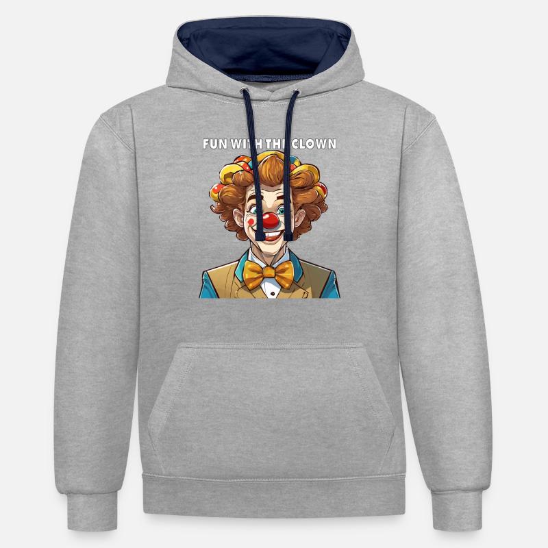 S’AMUSER AVEC LE CLOWN - Sweat à capuche contrasté - gris chiné/bleu marine