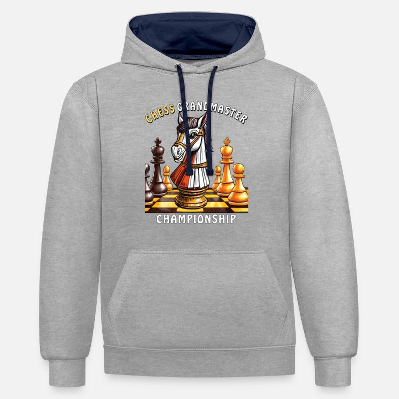 CHAMPIONNAT DES GRANDS MAÎTRES D’ÉCHECS - Sweat à capuche contrasté - gris chiné/bleu marine