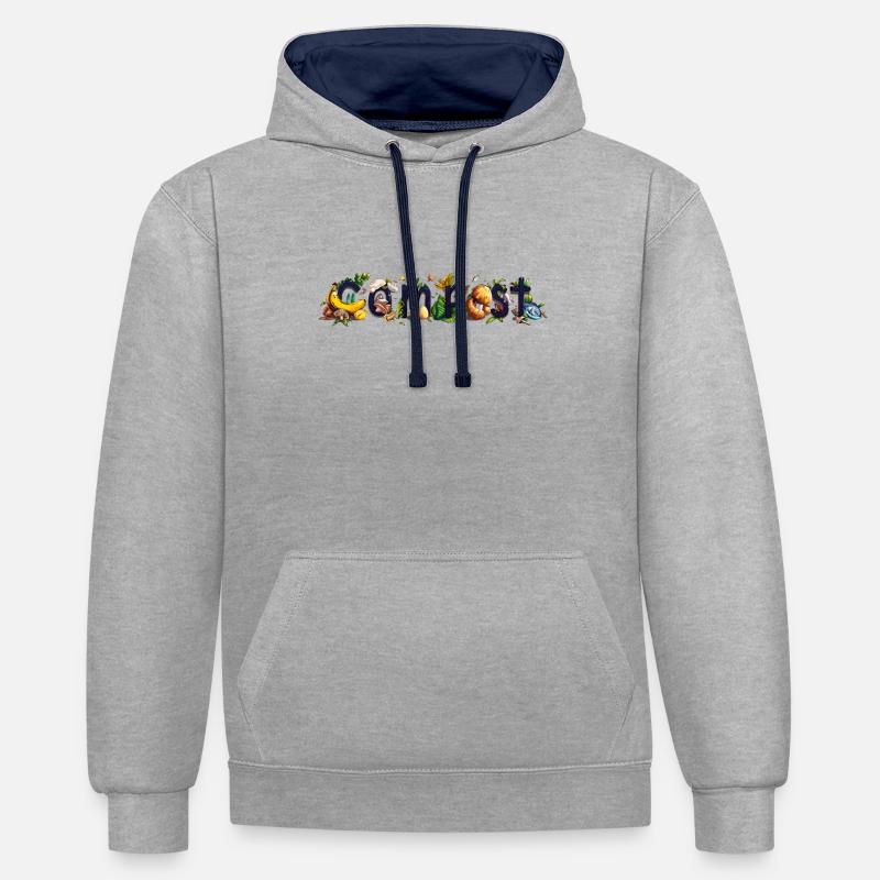 Compost alimentaire en permaculture - Sweat à capuche contrasté - gris chiné/bleu marine