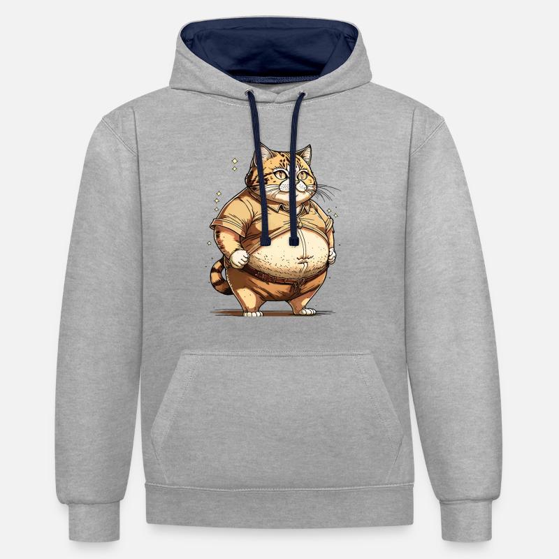 CHAT DICK - Sweat à capuche contrasté - gris chiné/bleu marine