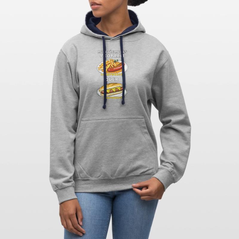 MEIN PROBLEM CURRYWURST ODER BRATWURST Kontrast-Hoodie