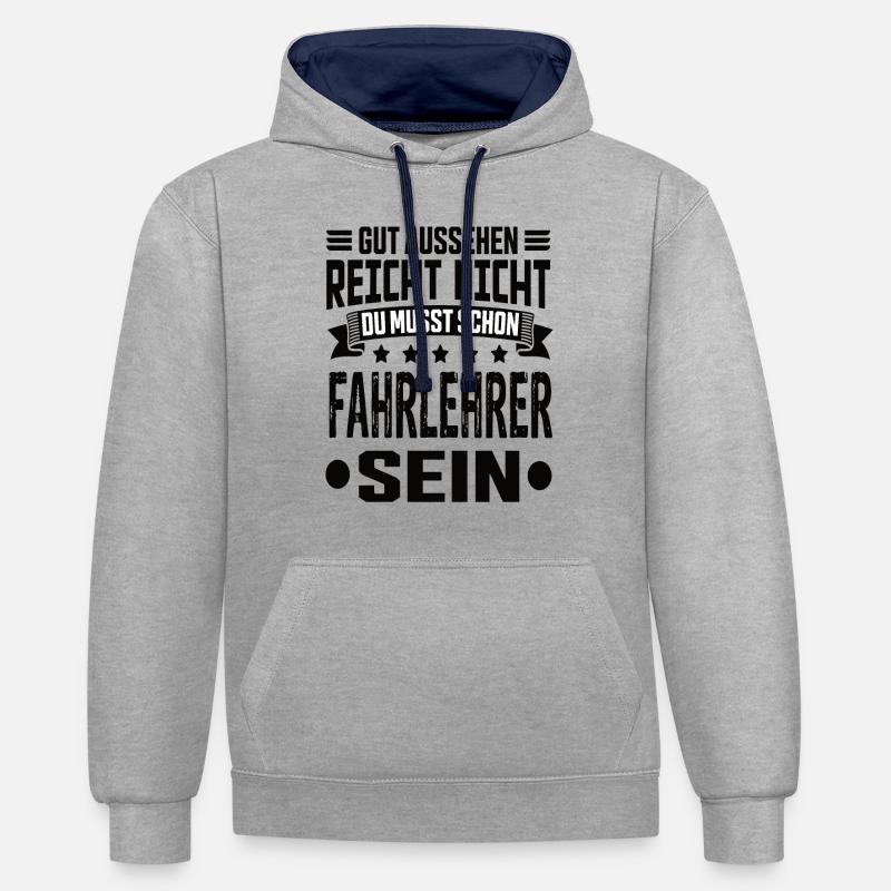 Instructeur d’auto-école - Sweat à capuche contrasté - gris chiné/bleu marine