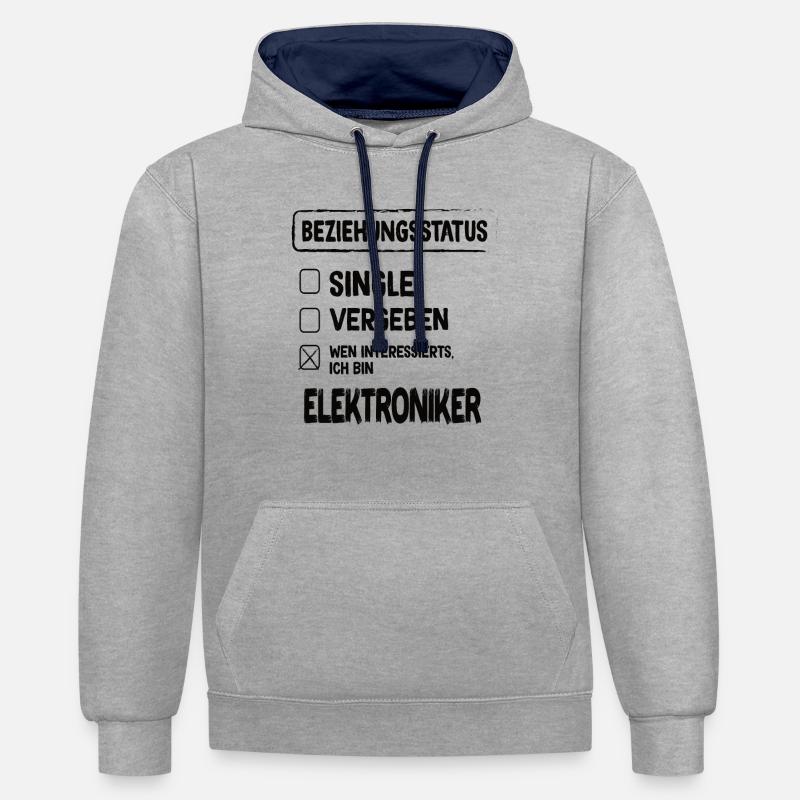 Electronics Technician Relationship Status - Contrast hoodie - heather grey/navy