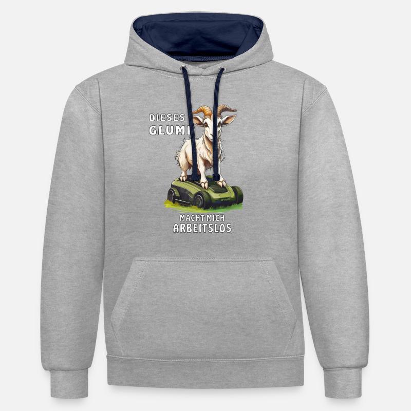 ROBOT TONDEUSE CHÈVRE CE GLUMP - Sweat à capuche contrasté - gris chiné/bleu marine