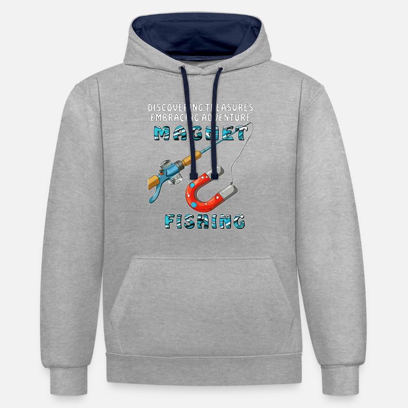 PÊCHE À L’AIMANT - Sweat à capuche contrasté - gris chiné/bleu marine