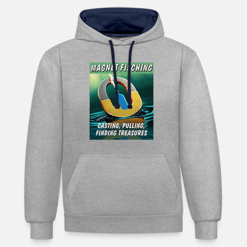 MAGNETFISCHING CASTING PULLING FINDING - Kontrast-Hoodie - Grau meliert/Navy