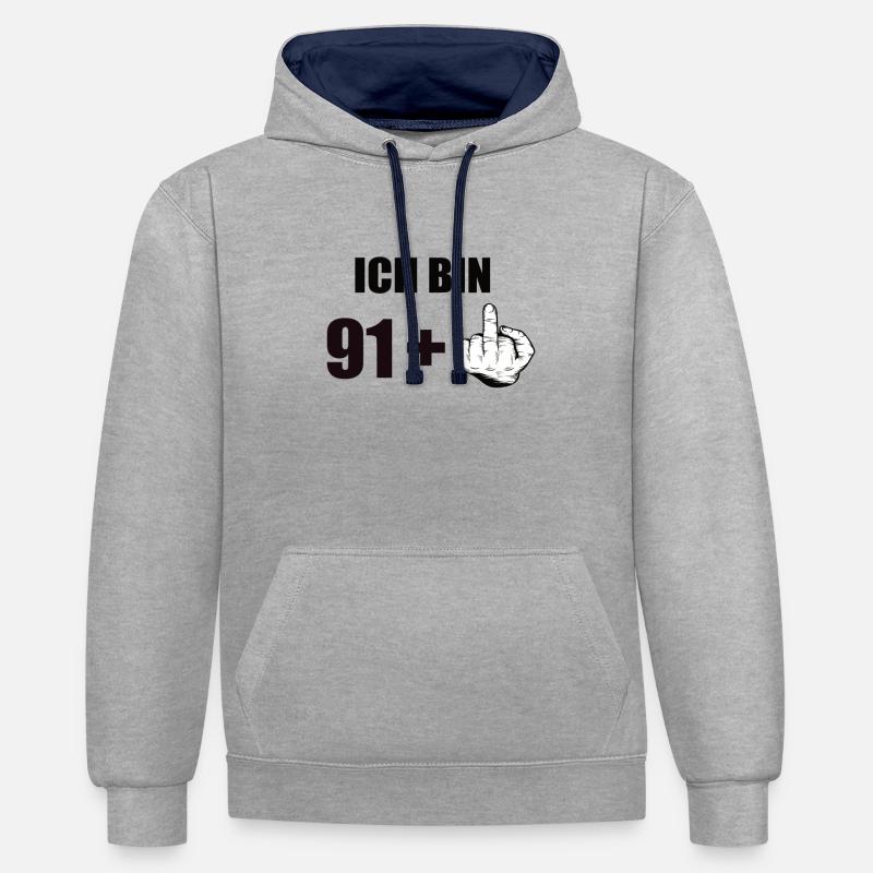 92ème anniversaire - Sweat à capuche contrasté - gris chiné/bleu marine