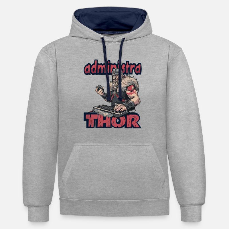 Viking Databaseadministra-thor Nerdy - Sweat à capuche contrasté - gris chiné/bleu marine