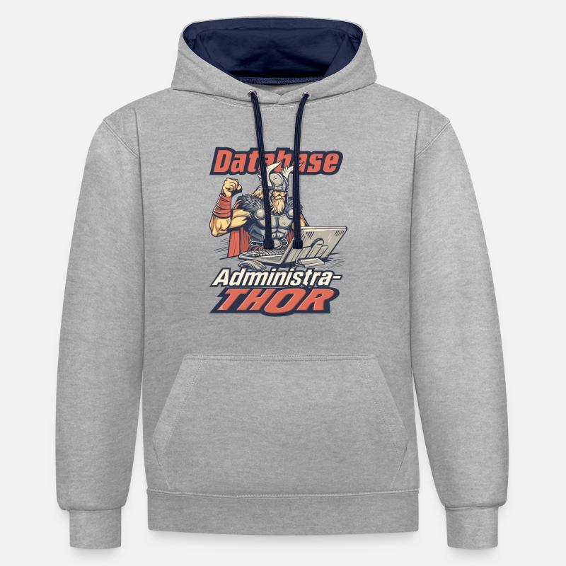 Viking Databaseadministra-thor Nerdy - Kontrast-Hoodie - Grau meliert/Navy