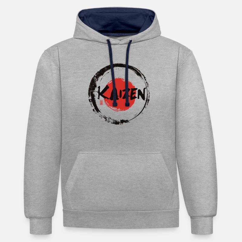 Hiragana Katakana Kaizen-methode Kaizen - Sweat à capuche contrasté - gris chiné/bleu marine