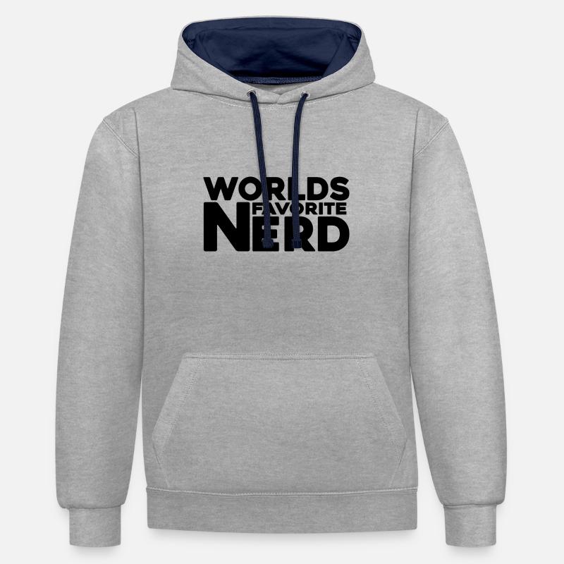 nerd coder iq server - Contrast hoodie - heather grey/navy