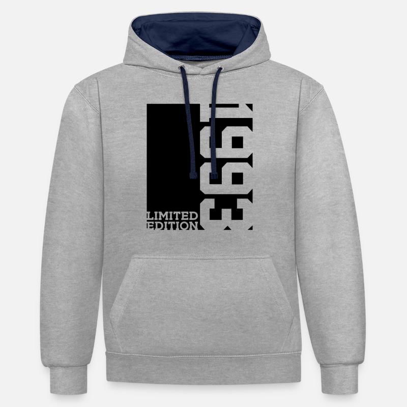 ÉDITION LIMITÉE 33E ANNIVERSAIRE 1993 - Sweat à capuche contrasté - gris chiné/bleu marine
