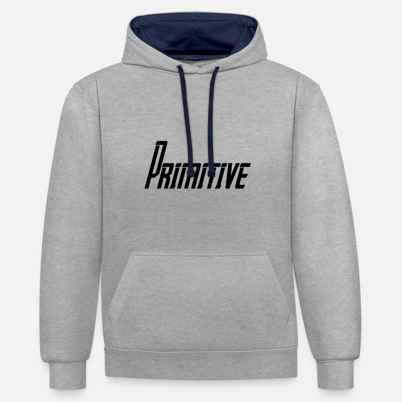 Primitif - Sweat à capuche contrasté - gris chiné/bleu marine
