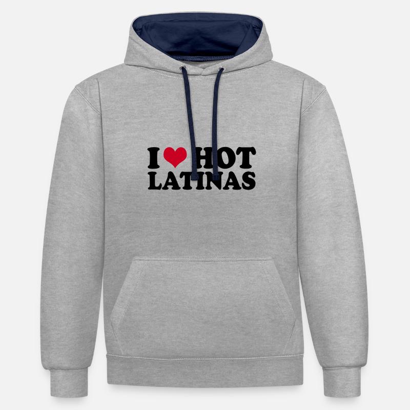 J’aime les Latinas - Sweat à capuche contrasté - gris chiné/bleu marine