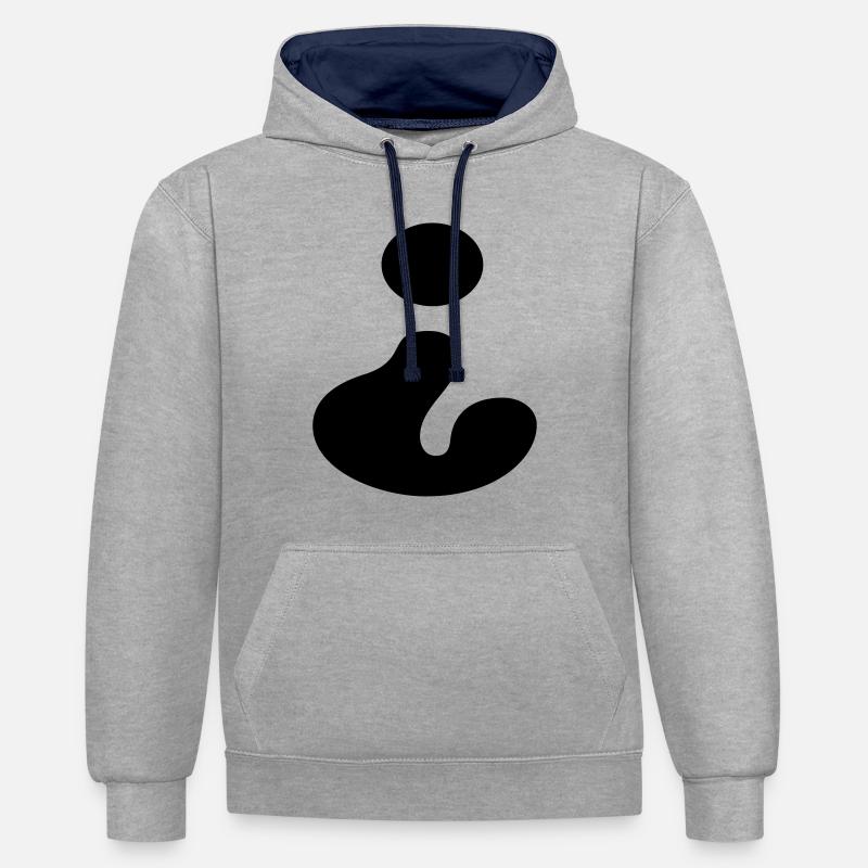 Point d'interrogation, espagnol - Sweat à capuche contrasté - gris chiné/bleu marine