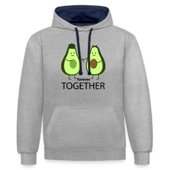 Together - Contrast hoodie - heather grey/navy - Front - Liana (172cm) & Jaron (178cm)