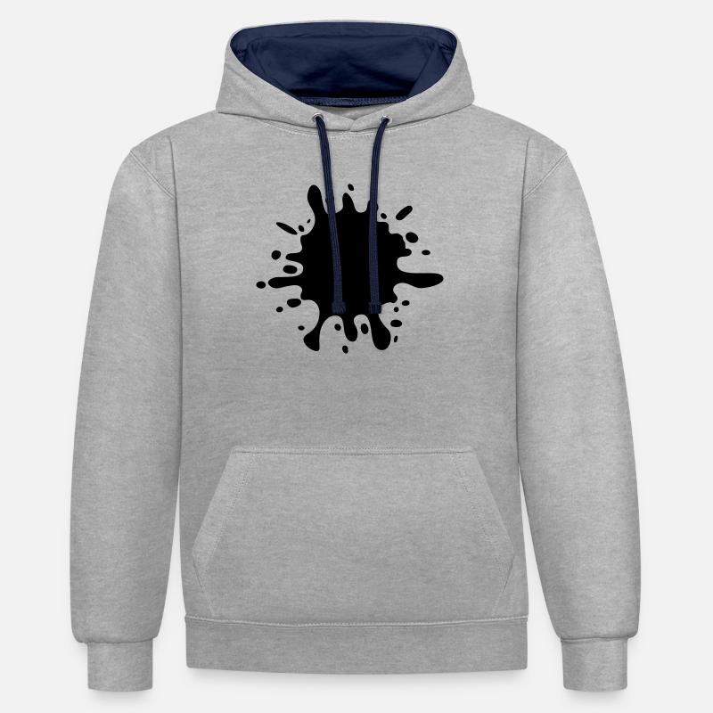 Éclaboussures de couleur - Sweat à capuche contrasté - gris chiné/bleu marine