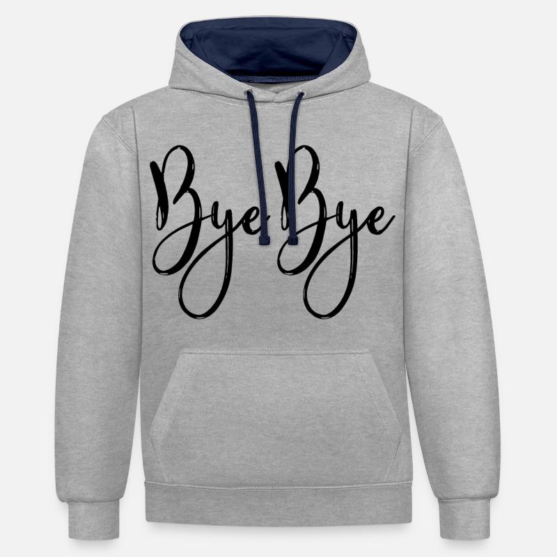 Bye bye - Sweat à capuche contrasté - gris chiné/bleu marine