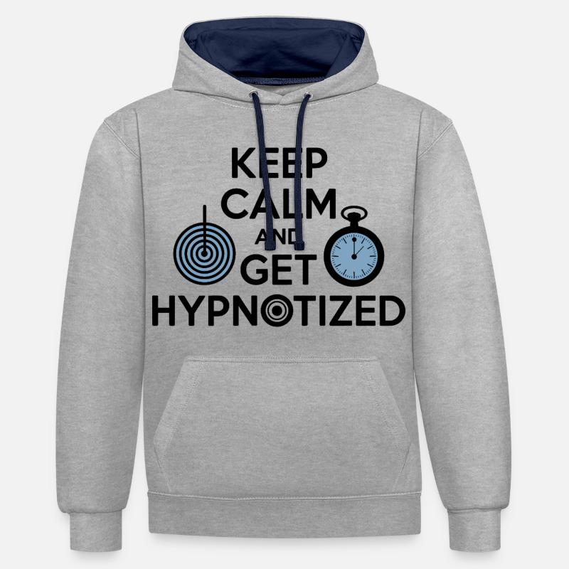 Hypnotiseur Reste calme Fais-toi hypnotiser Professionnel - Sweat à capuche contrasté - gris chiné/bleu marine