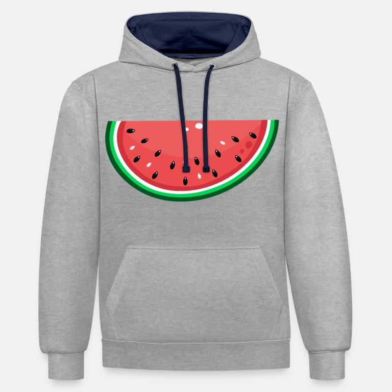 Tranche de design de pastèque - Sweat à capuche contrasté - gris chiné/bleu marine