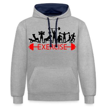 Exercise - Kontrast-Hoodie - Grau meliert/Navy - Vorne - Liana (172cm) & Jaron (178cm)
