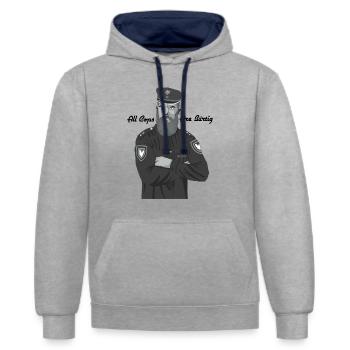 Bärtig Cop - Kontrast-Hoodie - Grau meliert/Navy - Vorne - Liana (172cm) & Jaron (178cm)