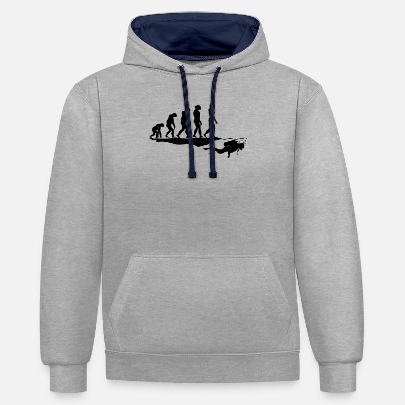Les plongeurs plongent l’évolution - Sweat à capuche contrasté - gris chiné/bleu marine